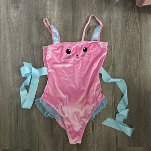Dolls Kill - Bunny Blues Velvet Bodysuit - NWT